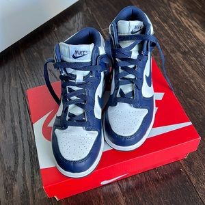 Kids Nike Dunk High (ps) like new sz3 White/Midnight Navy